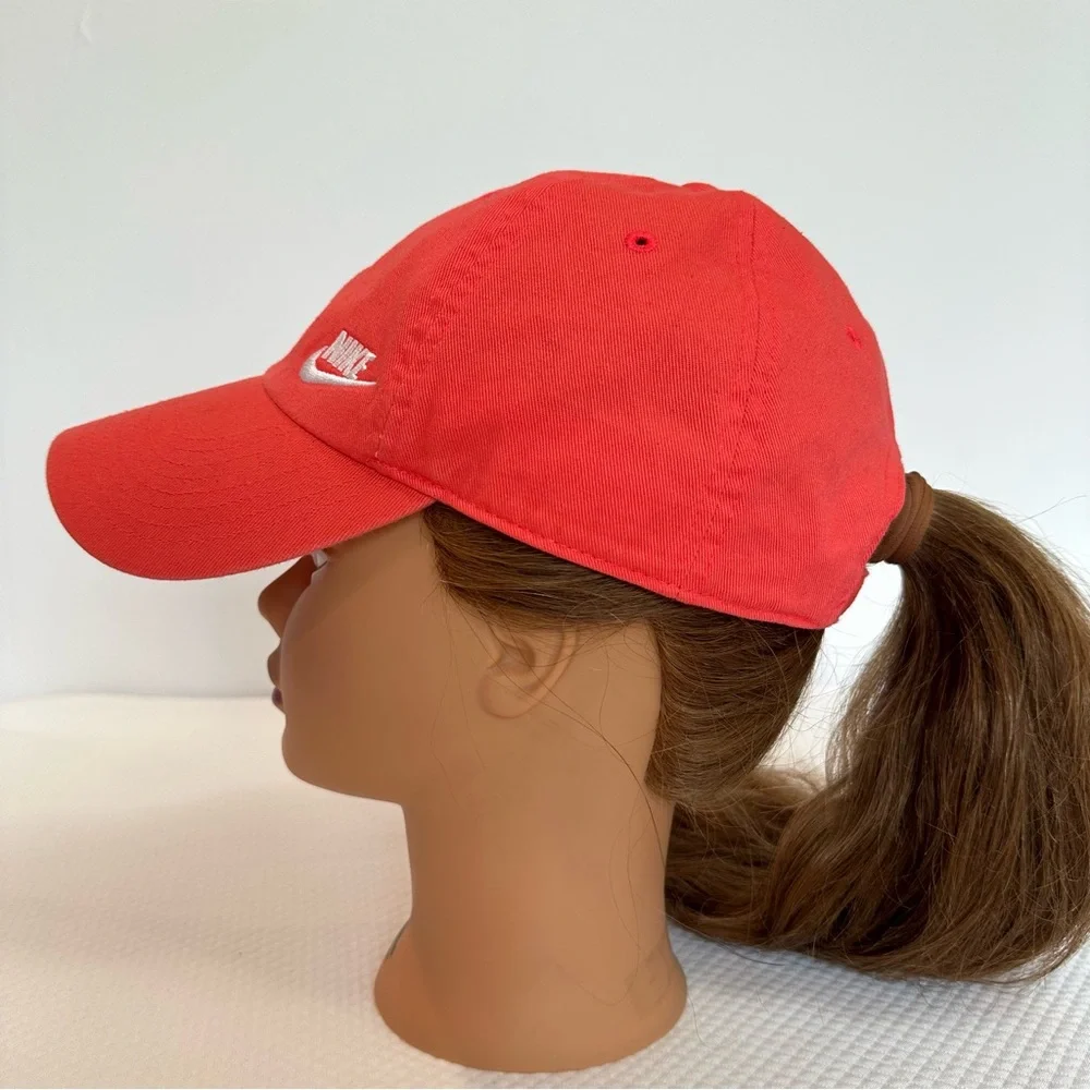 Nike Orange Cap White Logo & Swoosh Adjustable‎ Back Strap